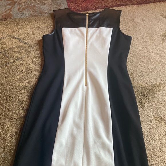 Black and White Dress with Leather Detail - Picture 4 of 4